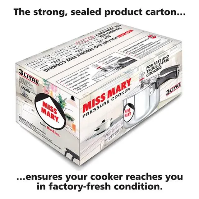 Hawkins Miss Mary Aluminium Inner Lid Pressure Cooker - With Handle, Silver, MM30, 3 l-5.webp